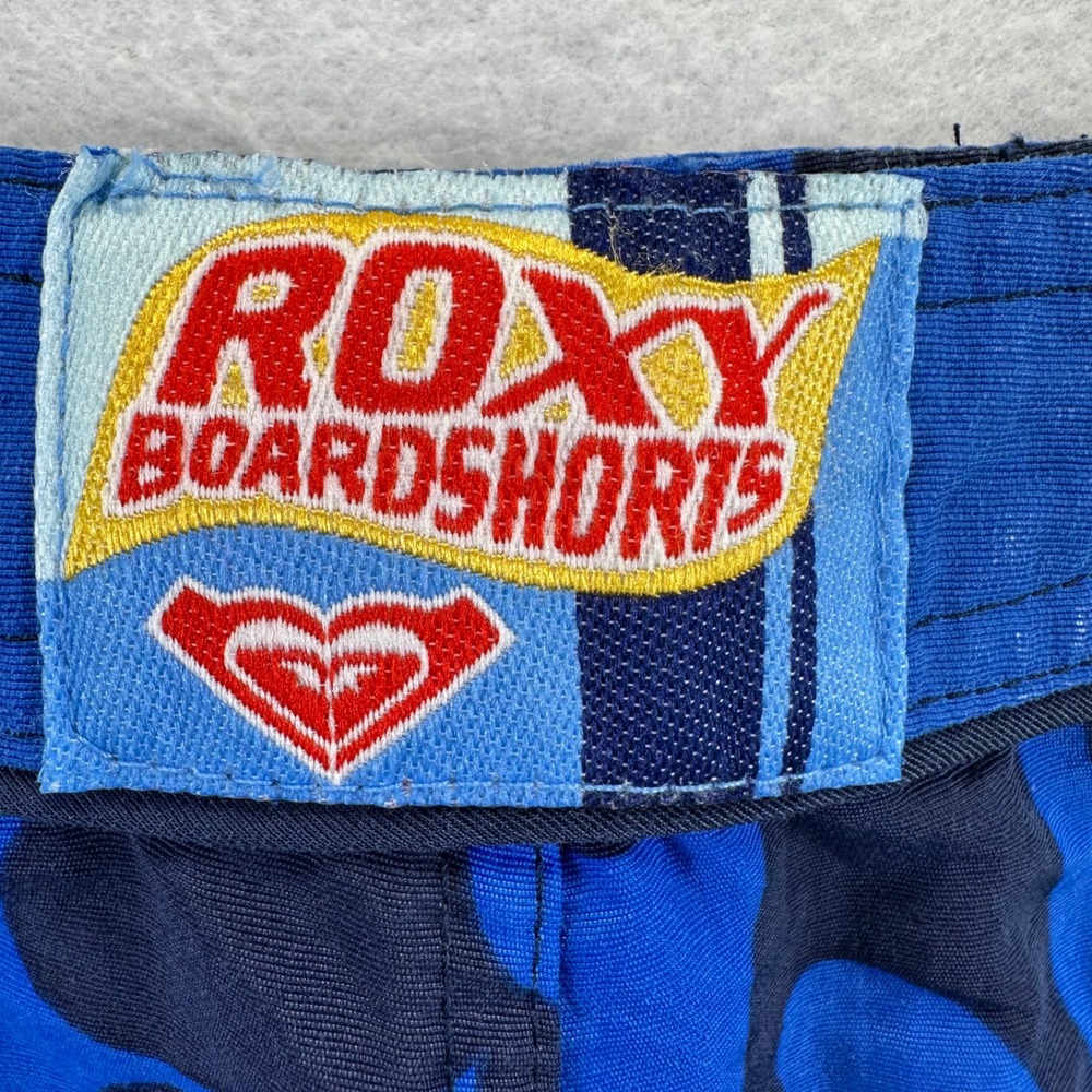Vintage Roxy Quiksilver Blue Floral Board Shorts Juniors Size 1 Y2K Hibiscus - Picture 9 of 14